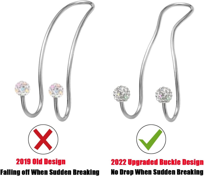 MTGOCHA Bling Purse Hook for Car Headrest, Upgraded Cute Car Seat Hooks for Bag Handbag, Durable Stainless Auto Purse Hanger Holder 2 Pack, White - Image 5